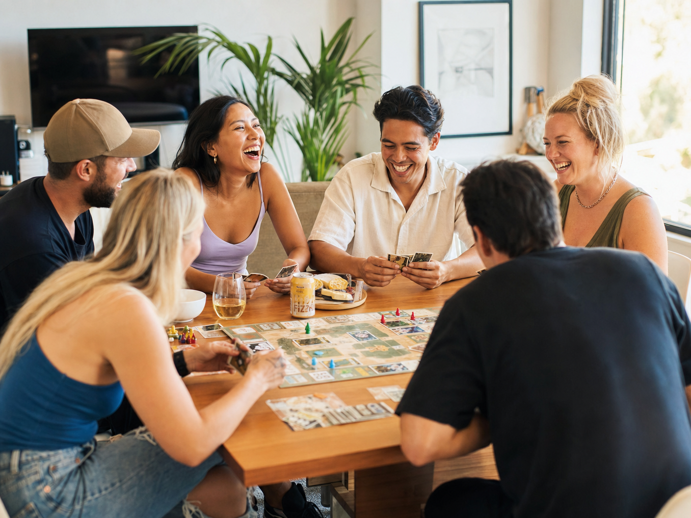 Friends enjoying social games together in Australia